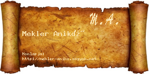 Mekler Anikó névjegykártya